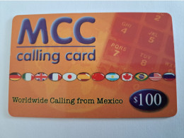 MEXICO $ 100 PESOS   PREPAID WORLD FONE WORLD/ THICK CARD    /  FLAGS      ** 13967** - Mexiko