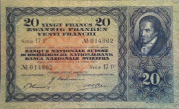 SWITZERLAND/SUISSE * 20 Francs * Type Pestalozzi * 3ème émission * Date 23/03/1944 * État TTB - Zwitserland