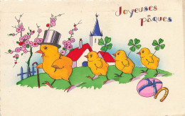 Joyeuses Pâques * Cpa Illustrateur * Poussins Humanisés Et Oeuf * Egg - Pâques