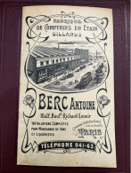 Paris 11ème * RARE Catalogue 1900 Illustré * Fabrique Comptoirs En étain Et Billard BERC Antoine 10/12 Bd Richard Lenoir - District 11