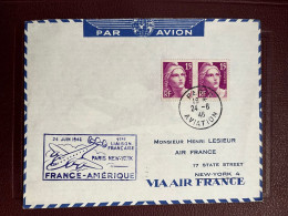 Paris Aviation * Enveloppe Timbre Affranchissement 24 Juin 1946 2 Tp 15fr Marianne Oblitération Liaison France Amérique - Andere & Zonder Classificatie