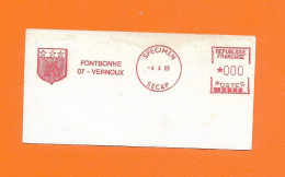 EMA SPECIMEN FRANCE Armoirie Blason Wappen Cost Of Arm Fontbonne 07 Vernoux 1969 - Altri & Non Classificati