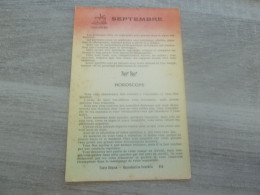 Horoscope - Septembre - Balances - Fabrication Française - 918 - Année 1907 - - Généalogie