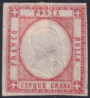 Italy Naples 1861 Sc 23 Napoli Sa 21 Two Sicilies Used Light Cancel Tear At Side - Naples