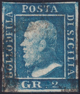 Italy Two Sicilies 1859 Sc 13e Sicilia Sa 7b Used Paper Adhesion - Sicilië