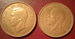 GRANDE BRETAGNE..ONE PENNY....GEORGES V ET GEORGES VI....2 PIECES 1936--1945... - Altri & Non Classificati