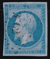 France N°14e - Sur Lilas - Oblitéré - B/TB - 1853-1860 Napoléon III.