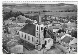 CPSM FAULQUEMONT, VUE AERIENNE SUR L'EGLISE ET LES ECOLES, MOSELLE 57 - Faulquemont