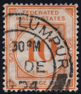 FEDERATED MALAY STATES FMS 1924 Postage Due 10c Sc#J5 USED @TD19 - Federated Malay States