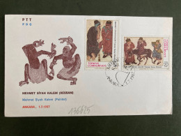 LETTRE TP MEHMET SIYAH KALEM 20 L + 10 L OBL.1 7 1987 ANKARA - Storia Postale