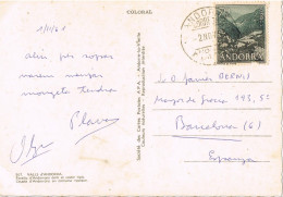 50856. Postal ANDORRA La VIEJA (Andorra Española) 1961. Motivo Pareja Tipica - Lettres & Documents