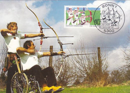 SPORTS, ARCHERY, DISABLED PERSONS, CM, MAXICARD, CARTES MAXIMUM, 1982, GERMANY - Bogenschiessen