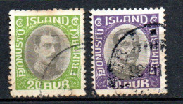 Col33 Islande Iceland Island Service 1920  N° 38 & 39  Oblitéré  Cote : 6,00€ - Dienstmarken