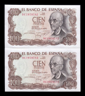 España Spain Pareja 100 Pesetas Manuel De Falla 1970 Pick 152r Serie 9C Replacement Sc Unc - 100 Pesetas