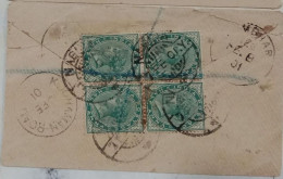 BRITISH INDIA 1901 QV 4 X 1/2a FRANKING On Registered QV Stationery COVER, NICE CANC ON FRONT & BACK, RARE As Per Scan - Jaipur
