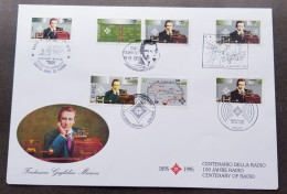 Ireland Italy Germany San Marino Vatican Joint Issue Centenary Radio 1995 Guglielmo Marconi (joint FDC) *diff Postmark - Lettres & Documents