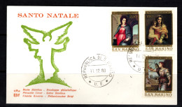 SAN MARINO - 1980  FDC - Mi.1222-4 Christmas. Mary, Angel, Jesus  (BB021) - Storia Postale