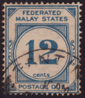 FEDERATED MALAY STATES FMS 1924 Postage Due 12c Sc#J6 USED @TD28 - Federated Malay States