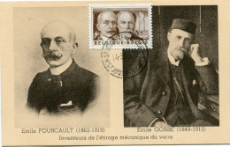 BELGIQUE CARTE MAXIMUM DU N°978 EMILE FOURCAULT ET EMILE GOBBE INVENTEURS DE L'ETIRAGE DU VERRE AVEC OBL ST JOOST....... - Glas & Fenster