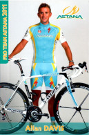 Carte Cyclisme Cycling Ciclismo サイクリング Format Cpm Equipe Cyclisme Pro Team Astana 2011 Allan Davis Australie Sup.Etat - Cyclisme