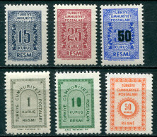 Turkey Officials SC O79,O80,O82,O84,O86,O100 MNH - Official Stamps