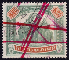 FEDERATED MALAY STATES FMS 1900 $25 Wmk.MCC Sc#17- FISCAL USED @TE232 - Federated Malay States