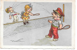 Illustrator - V. Castelli - Children Play Tennis, Les Enfants Jouent Au Tennis, I Bambini Giocano A Tennis, Kinder - Castelli