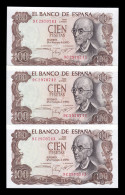 España Spain Trío Correlativo 100 Pesetas M. Falla 1970 Pick 152r Serie 9C Reposición Sc- AUnc - 100 Pesetas