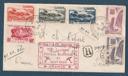 Saint Pierre Et Miquelon - Première Liaison Aérienne En Recommandé - Via USA Canada Pour La France - 1948 - Storia Postale