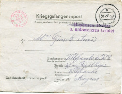 ALLEMAGNE CARTE-LETTRE CORRESPONDANCE POUR PRISONNIERS DE GUERRE AVEC CACHET ROUGE "GLASER" BATAILLON POUR LES VITRIERS - Vetri & Vetrate