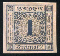 1851 Allemagne Baden 1 Kreuzer Neuf ** Avec Gomme, Mi.1, Magnifique Reproduction - Nuovi