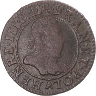Monnaie, France, Henri III, Double Tournois, 1587, Paris, TB+, Cuivre - 1574-1589 Heinrich III.