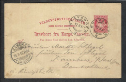 NORVEGE Ca.1897: CP Entier De 10o. De Stavanger Pour Kamenz (Allemagne) - Enteros Postales