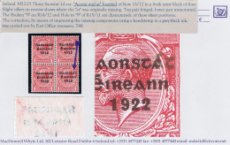 Ireland 1922-23 Thom Saorstat 1d Variety "Accent And At Inserted By Hand" R15/12 In A Block Of 4 Mint - Neufs