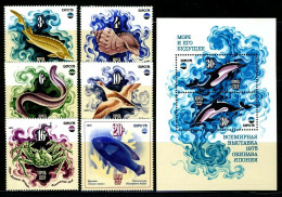 USSR Soviet Union 1975 MiNr. 4376 - 4383 (Bl 106) Sowjetunion Birds Marine Life Dolphins EXPO 6v+ S/sh MNH** 4,00 € - Andere & Zonder Classificatie