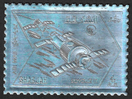 SPACE Sharjah 1972 SOYOUZ-11 Space MNH Silver Soyuz Souz Timbres Argent Metal Mi.# 1061A UAE Arabian Stamp Rare Luxery - Sonstige & Ohne Zuordnung