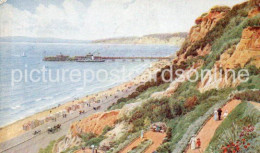 EAST CLIFF AND ZIG ZAG PATH BOURNEMOUTH OLD COLOUR ART POSTCARD ARTIST SIGNED A.R. QUINTON SALMON NO 924 - Quinton, AR