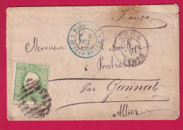 PORTUGAL N°50 LISBOA 1876 CACHET ENTREE PORTUGAL 4 ST JEAN DE LUZ 4 POUR GANNAT ALLIER LETTRE - Brieven En Documenten