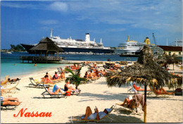 Bahamas Nassau Beach Scene And Cruise Ships - Bahamas