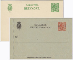 DENMARK - 1914/16 - Soldiers' Postal Card & Letter Card - Mi.K30 S.B. & Mi.P149 S.B. - Mint - Interi Postali