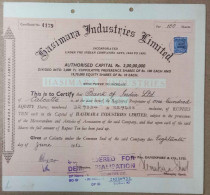 INDIA 1962 HASIMARA INDUSTRIES LIMITED, TEA INDUSTRY, TEA MANUFACTURER.....SHARE CERTIFICATE - Agriculture