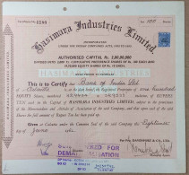 INDIA 1962 HASIMARA INDUSTRIES LIMITED, TEA INDUSTRY, TEA MANUFACTURER.....SHARE CERTIFICATE - Agriculture