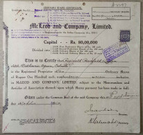 INDIA 1945 McLeod & COMPANY LIMITED, TRANSPORT BUSINESS.....SHARE CERTIFICATE - Transporte