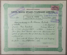 INDIA 1949 SHIVA GLASS WORKS COMPANY LIMITED, GLASS MANUFACTURER.....SHARE CERTIFICATE - Industrie