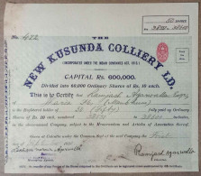 INDIA 1920 NEW KUSUNDA COLLIERY LIMITED, COAL MINES.....SHARE CERTIFICATE - Mines