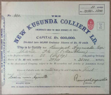 INDIA 1920 NEW KUSUNDA COLLIERY LIMITED, COAL MINES.....SHARE CERTIFICATE - Mines