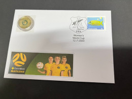 13-7-2023 (2 S  4) Dark Green $ 2.00 Women's Football  World Cup - Coloured Coin 2023 On Cover (released 12-7-2023) - 2 Dollars
