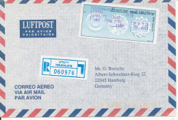 Israel Registered Air Mail Cover With ATM Franking Label Sent To Germany 21-7-1997 - Luftpost