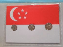 Set Of 3 Coins > SINGAPORE ( DETAIL > Voir / See SCANS ) Gold Plated ! - Singapur