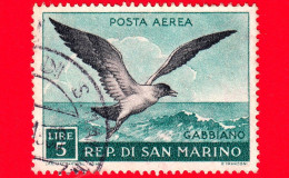 SAN MARINO - Usato - 1959 - Fauna Uccelli - Birds - POSTA AEREA - Gabbiano - 5 L. - Used Stamps